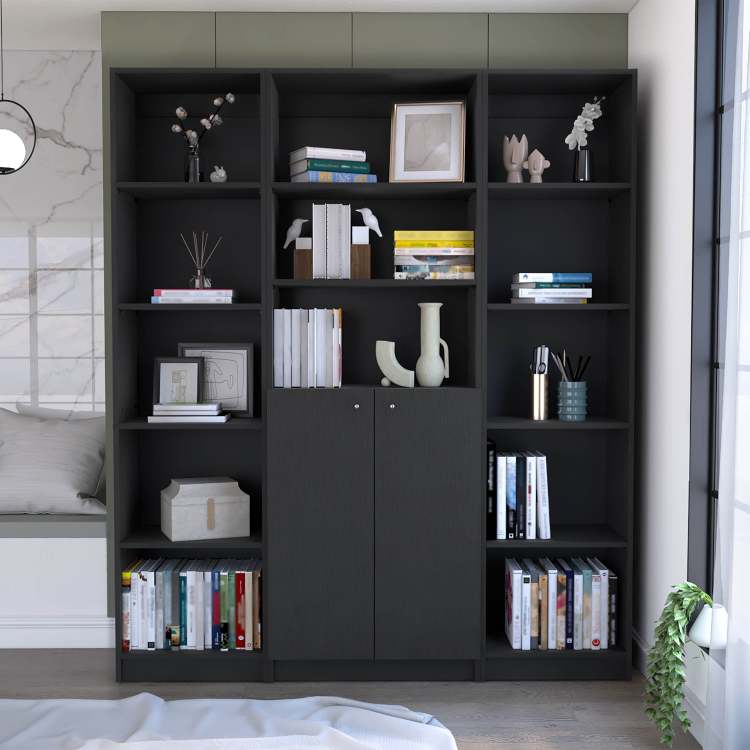 Wenge 3 Piece Living Room Set With 3 Bookcases