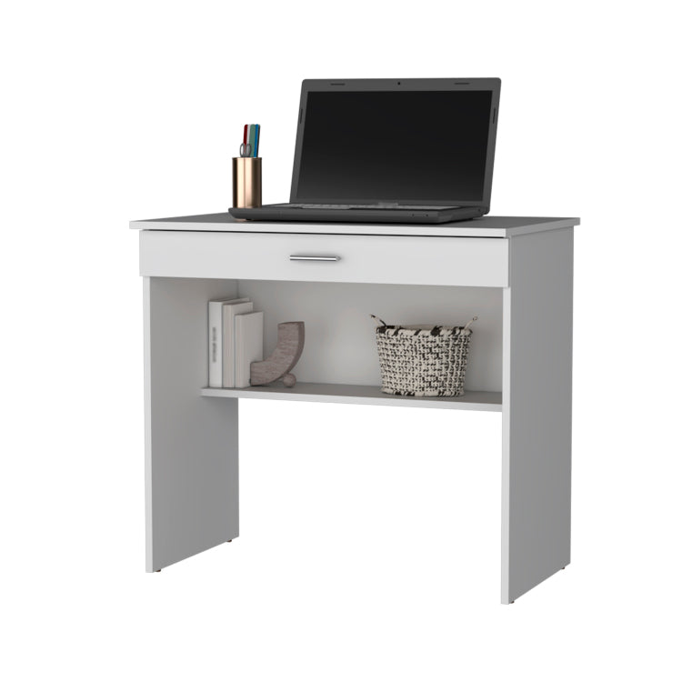 Kaylor Storage Desk, Modern Design With Drawer And Shelf