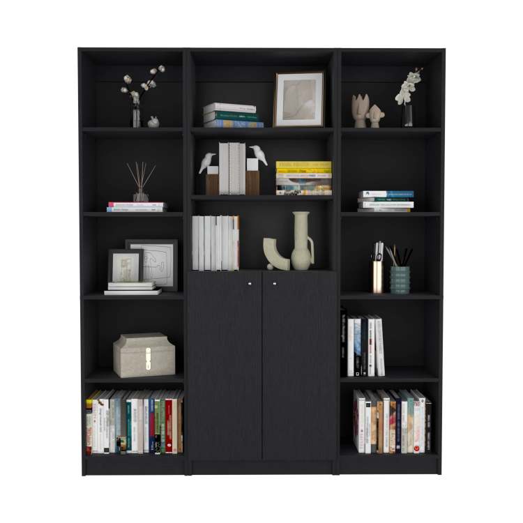 Wenge 3 Piece Living Room Set With 3 Bookcases