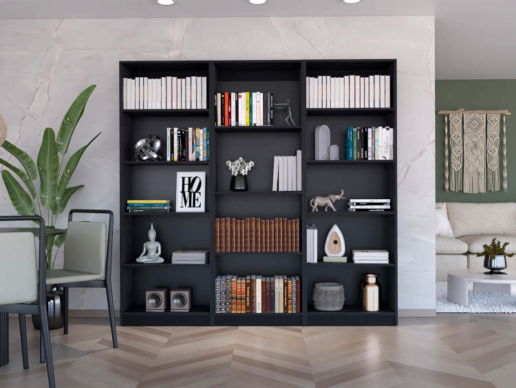 Wenge 3 Piece Living Room Set With 3 Bookcases