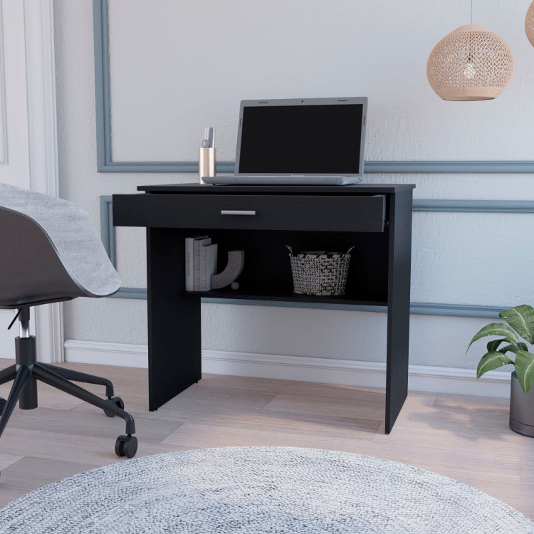 Kaylor Storage Desk, Modern Design With Drawer And Shelf