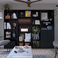 Wenge 4 Piece Living Room Set With 4 Bookcases