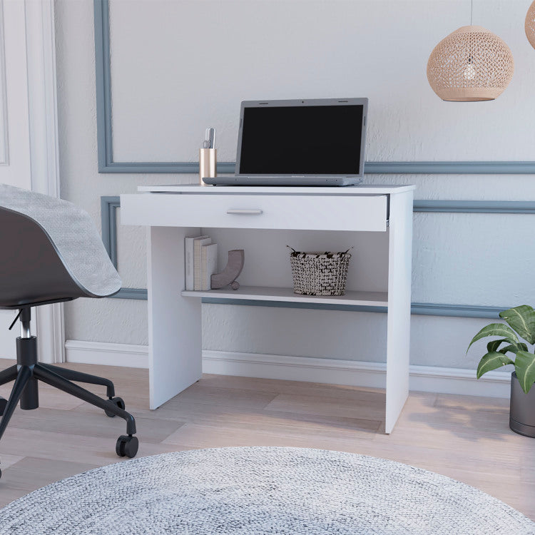 Kaylor Storage Desk, Modern Design With Drawer And Shelf