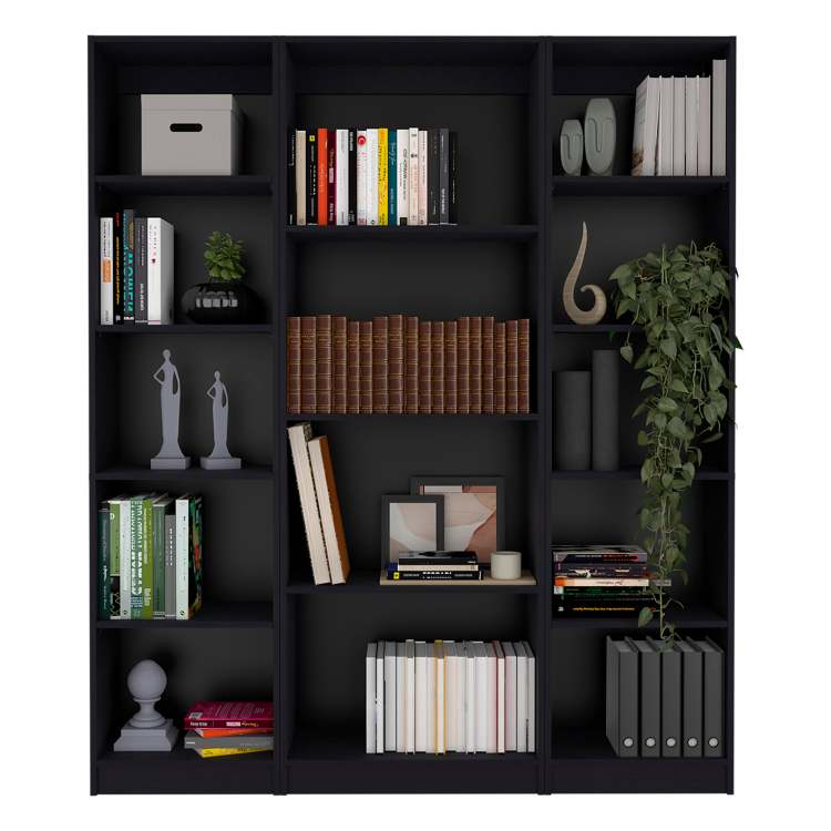 Wenge 3 Piece Living Room Set With 3 Bookcases