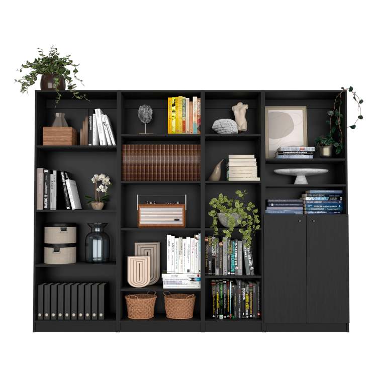 Wenge 4 Piece Living Room Set With 4 Bookcases