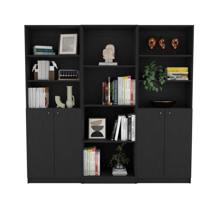 Wenge 3 Piece Living Room Set With 3 Bookcases
