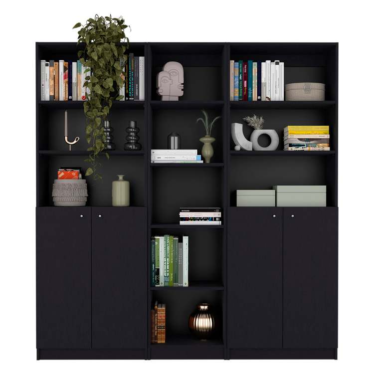 Wenge 3 Piece Living Room Set With 3 Bookcases