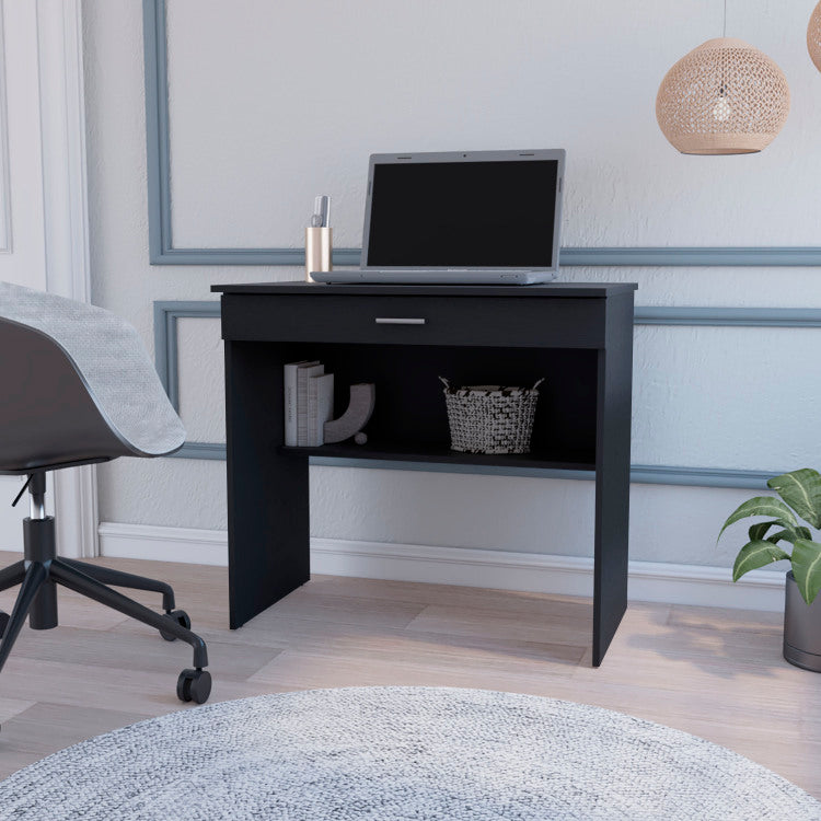 Kaylor Storage Desk, Modern Design With Drawer And Shelf