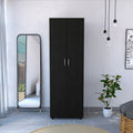 Aurora Armoire, Two Interior Shelves, Rod, Double Door Black