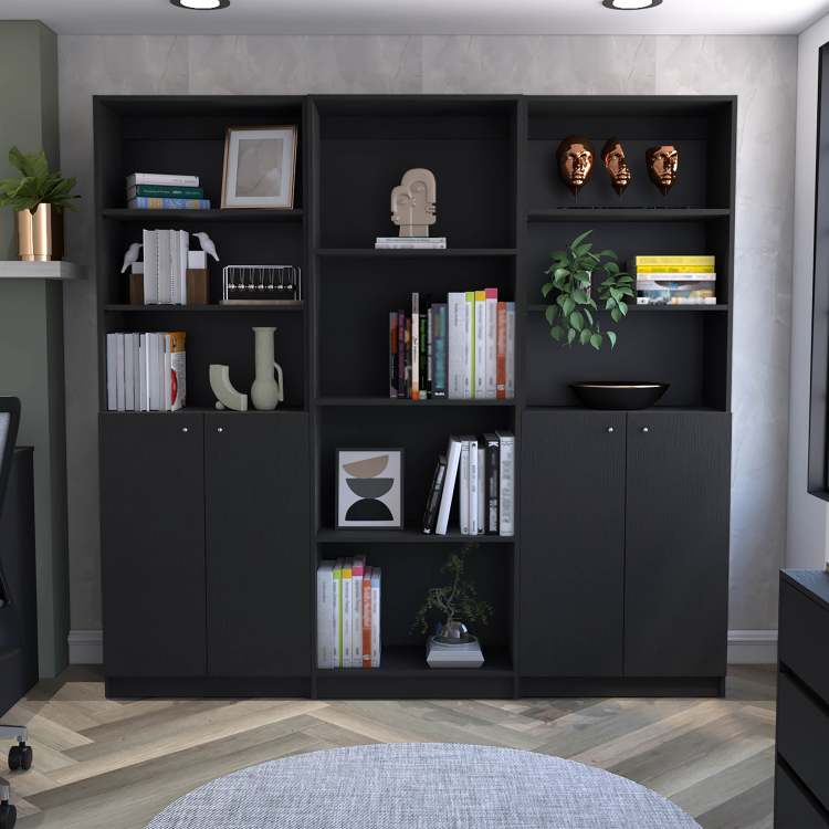 Wenge 3 Piece Living Room Set With 3 Bookcases