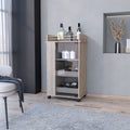 Lusk Bar Cart With 2 Bottle Holder Shelf, Glass Door And Casters