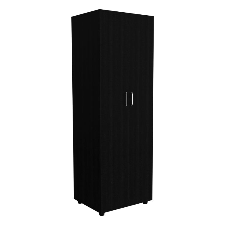 Aurora Armoire, Two Interior Shelves, Rod, Double Door Black