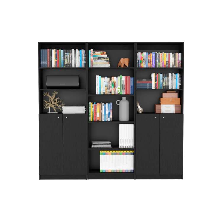 Wenge 3 Piece Living Room Set With 3 Bookcases