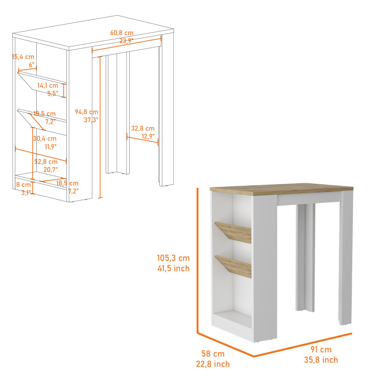 Cecil Kitchen Island, 3 Tier Shelf, Manufactured Wood Top