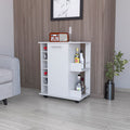 Newport Bar Cart With Casters, 6 Built In Rack And 2 Open Shelves