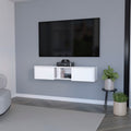 Tabor Floating Tv Stand, Wall Unit With 2 Doors And Open Shelf
