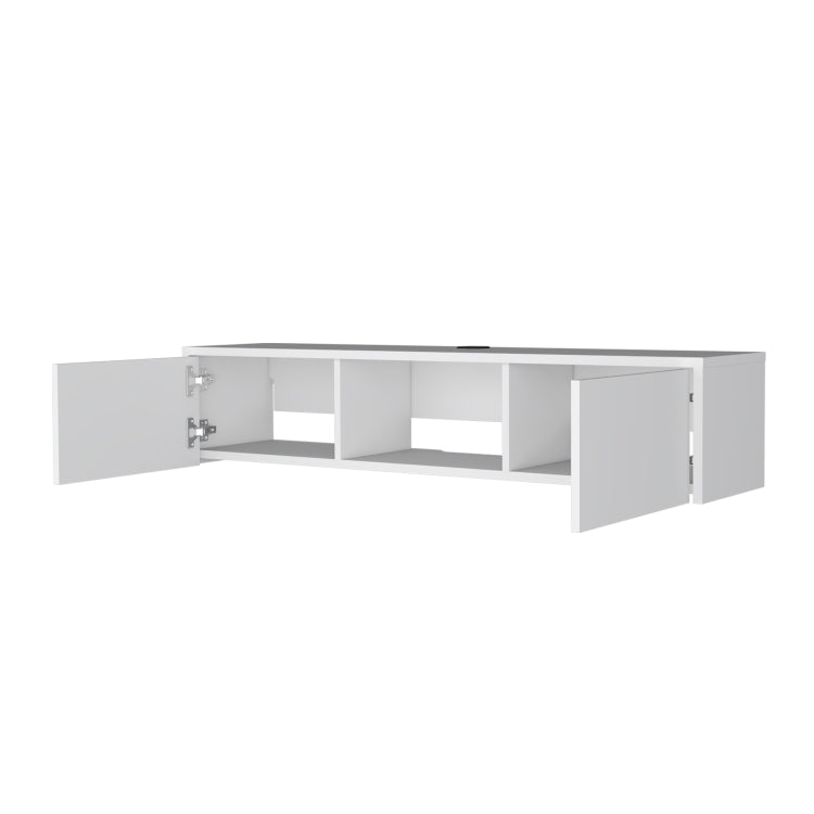 Tabor Floating Tv Stand, Wall Unit With 2 Doors And Open Shelf