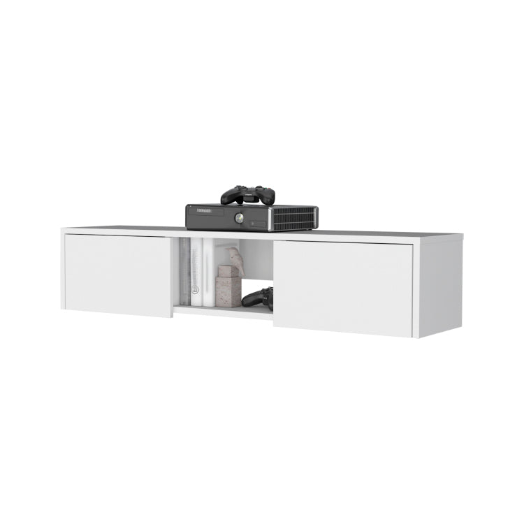 Tabor Floating Tv Stand, Wall Unit With 2 Doors And Open Shelf
