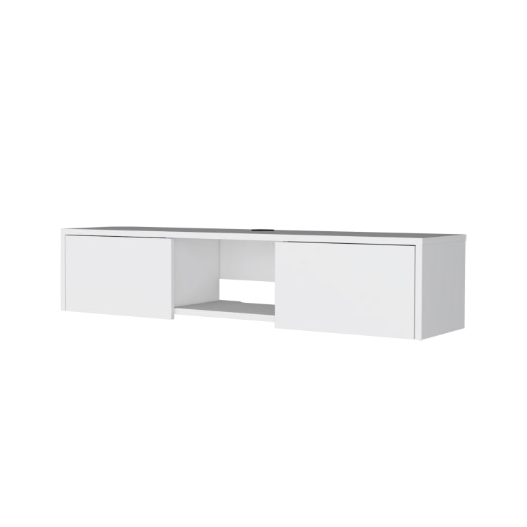 Tabor Floating Tv Stand, Wall Unit With 2 Doors And Open Shelf