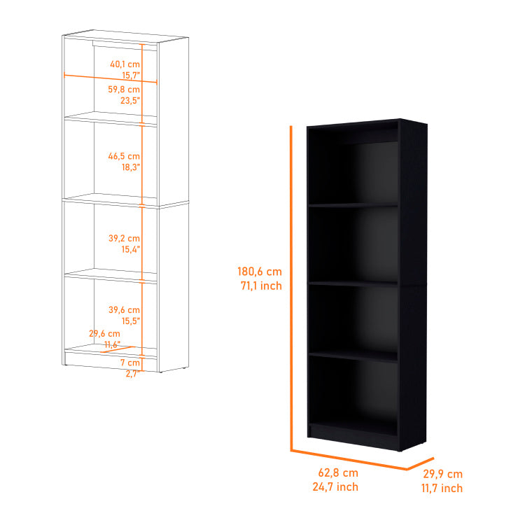 Sutton Bookcase With Tier Storage Shelves