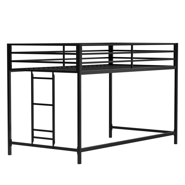 Adam Sturdy Junior Twin Loft Bed Black For Kids, Space Saving, Loft Bed With Easy Climbing Ladder And Guardrails, Loft Bed Frame For Bedroom