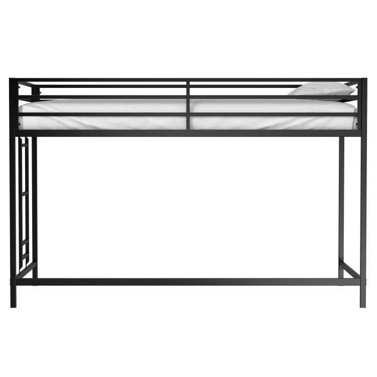 Adam Sturdy Junior Twin Loft Bed Black For Kids, Space Saving, Loft Bed With Easy Climbing Ladder And Guardrails, Loft Bed Frame For Bedroom