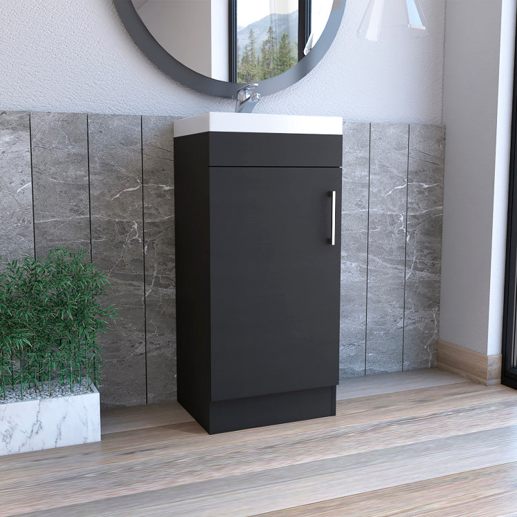 Sevilla Bathroom Vanity With Sink, Single Door Cabinet, Black