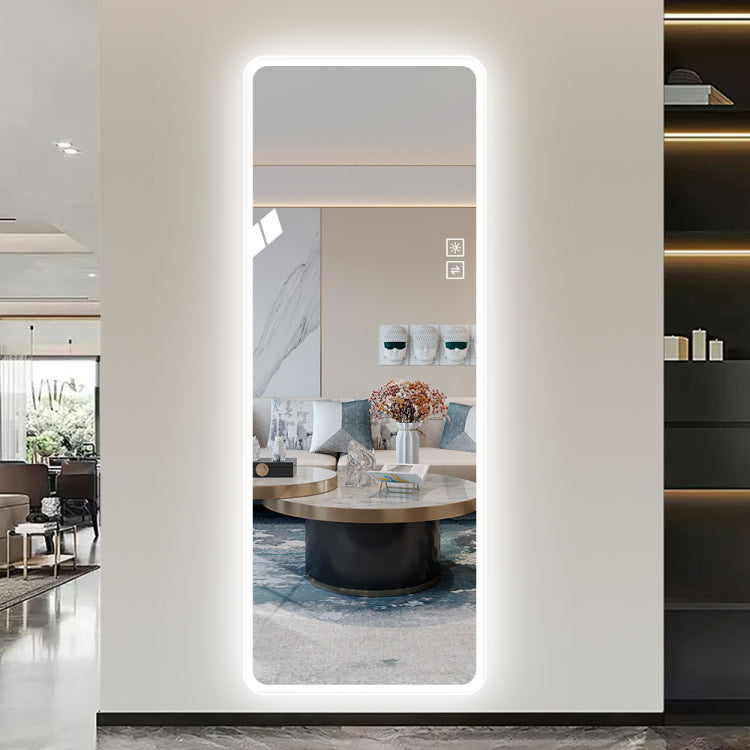 Full Length Mirror Lighted Vanity Body Mirror Led Mirror Wall Mounted Mirror Big Size Rounded Corners, Bedroom,Living Room,Dressing Room Hotel