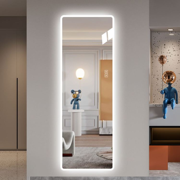 Full Length Mirror Lighted Vanity Body Mirror Led Mirror Wall Mounted Mirror Big Size Rounded Corners, Bedroom,Living Room,Dressing Room Hotel