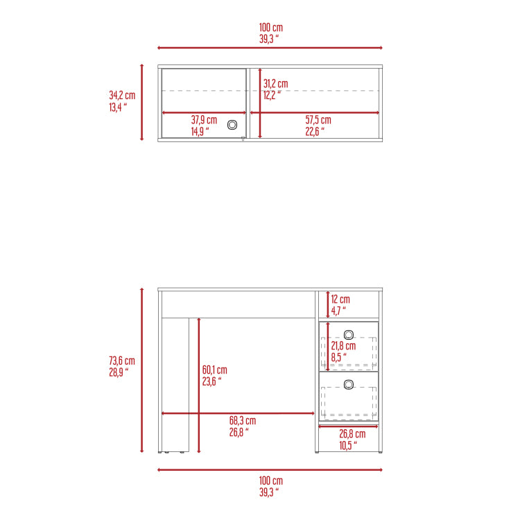 Khali Office Set, Two Shelves, Two Drawers, Wall Cabinet, Single Door Cabinet, Light Oak Taupe