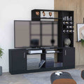 Kava Entertainment Center, Six External Shelves, Double Door Cabinet, Storage Spaces For Tv S Up 37" Black