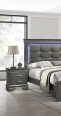 Modern Grey Transitional Wooden Nightstand Bedside Table 2X Drawers Bedroom Furniture
