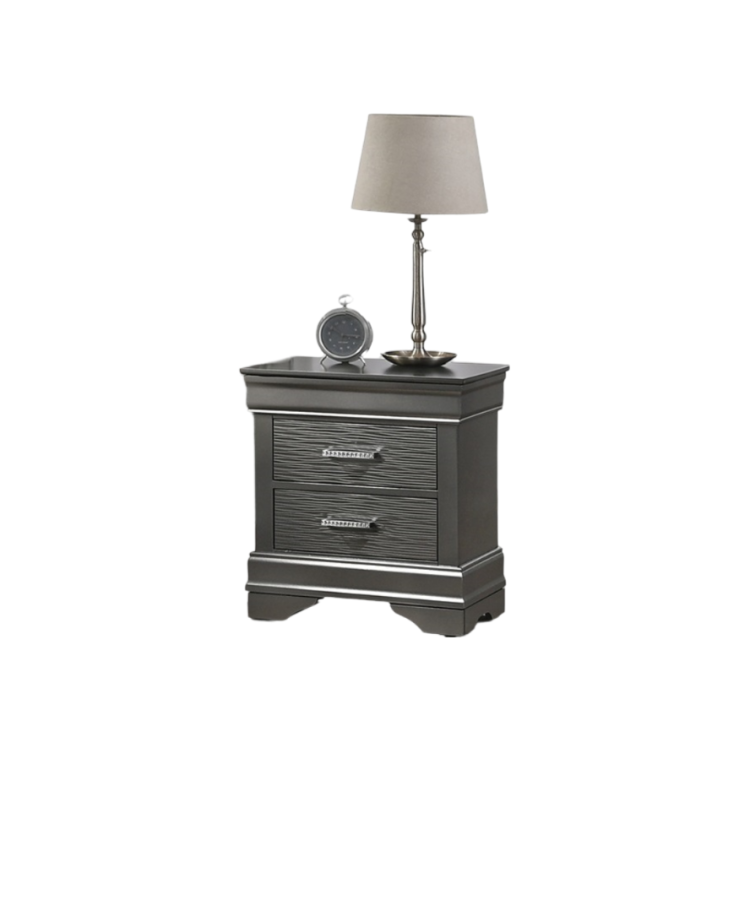 Modern Grey Transitional Wooden Nightstand Bedside Table 2X Drawers Bedroom Furniture