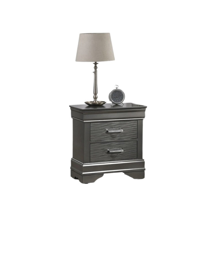 Modern Grey Transitional Wooden Nightstand Bedside Table 2X Drawers Bedroom Furniture
