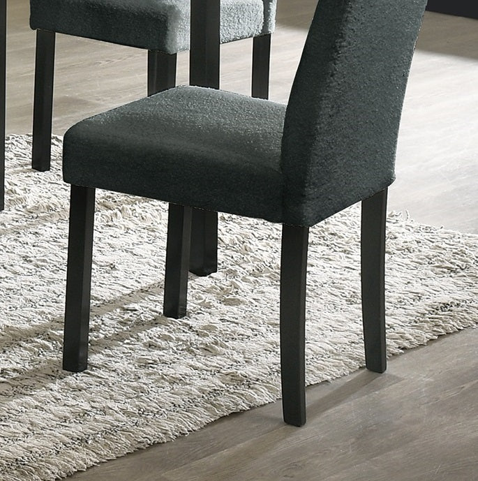 Charcoal Finish Wool Fabric Chairs Faux Marble Top Table 5Pc Dining Set Kitchen Dinette Cushions Upholstered 4X Chairs Dining Room