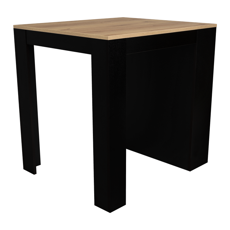 Tanna Kitchen Counter Dining Table ,Two Legs, Three Side Shelves Black Pine