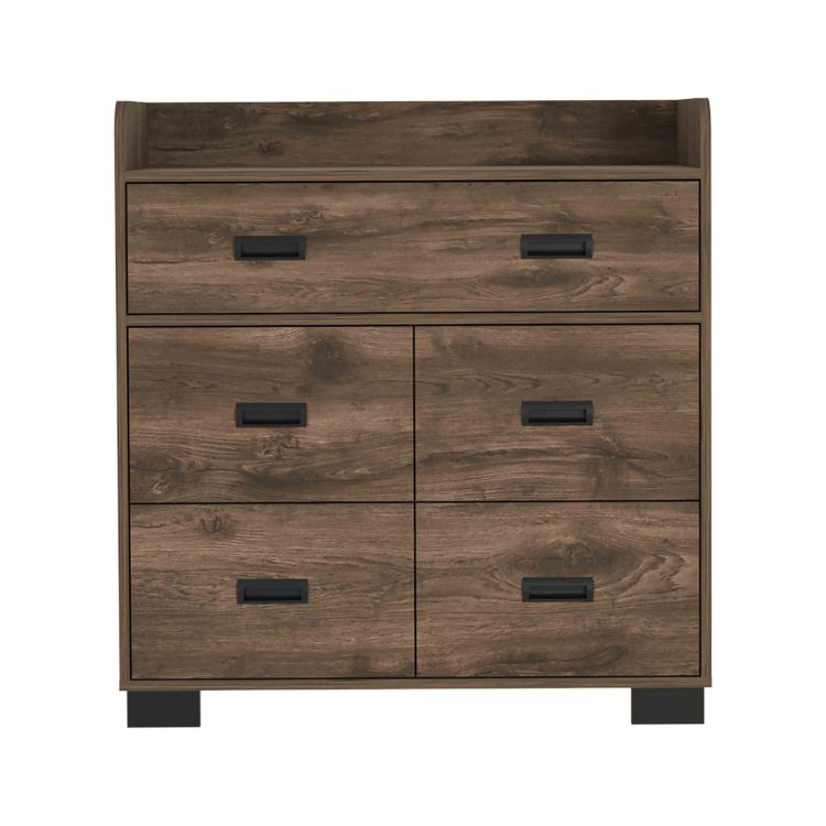 Alyn Dresser, Four Legs, Four Drawers, One Double Drawer, Superior Top Dark Brown