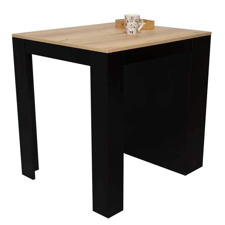 Tanna Kitchen Counter Dining Table ,Two Legs, Three Side Shelves Black Pine