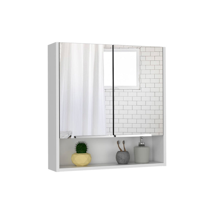 Medicine Cabinet, One Open Shelf, Three Interior Shelves, White