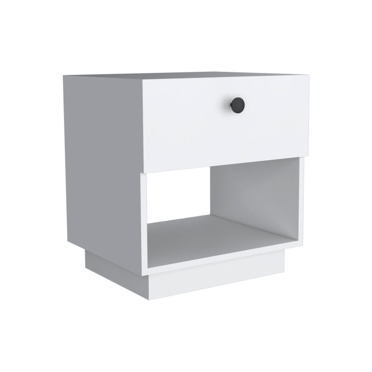 Paris 1 Drawer Nightstand , End Table, Side Table Open Lower Shelf White