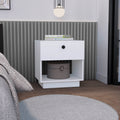 Paris 1 Drawer Nightstand , End Table, Side Table Open Lower Shelf White