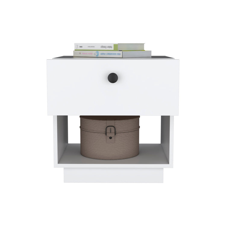 Paris 1 Drawer Nightstand , End Table, Side Table Open Lower Shelf White