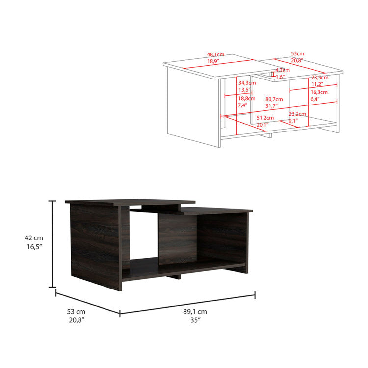 Wema 3 Coffee Table, Lower Open Shelf Espresso