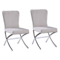 Beige And Chrome Side Chairs With Metal X Shape Legs Set Of 2
