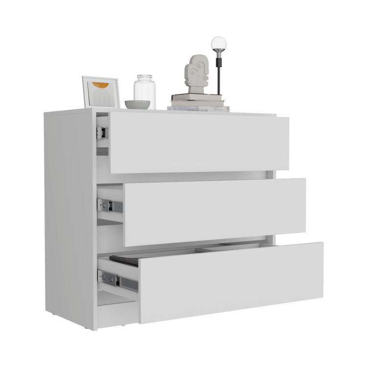 Austin Three Drawer Dresser, Pull Out Mechanism White