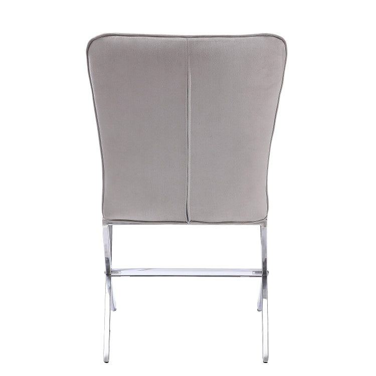 Beige And Chrome Side Chairs With Metal X Shape Legs Set Of 2
