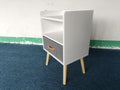 Nightstand With Collapsible Fabric Drawer, 2 Tier Storage End Table, Wood Side Table With Storage Cabinet For Kids, Adults White