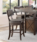 Rustic Aesthetic Dark Cherry Finish Counter Height Chair Set Of 2 Wood Framed Nailhead Trim Fabric Upholstered Seat Kitchen Dining Room Furniture