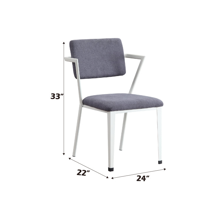 Cargo Gray Fabric & White Finish Office Chair