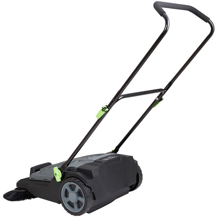 Walk Behind Hand Push Floor Sweeper, 25.6" Sweeping Width Floor Sweeper Manual Non Electric, 5 Gallon Waste Container, Angle & Height Adjustable Folding Handle For Walkway, Yard, Garage, Patio